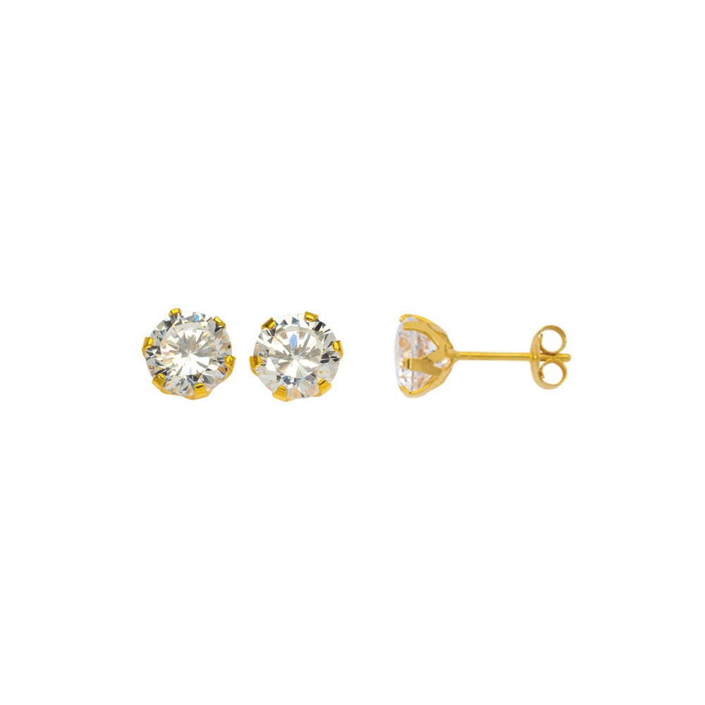 Boucles d'oreilles en or 750/1000 avec oxyde de zirconium (6 griffes)