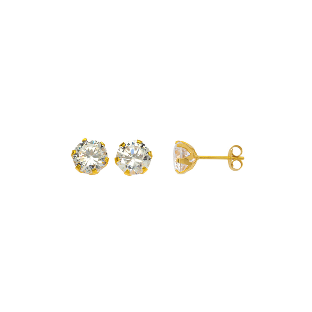 Boucles d'oreilles en or 750/1000 avec oxyde de zirconium (6 griffes)