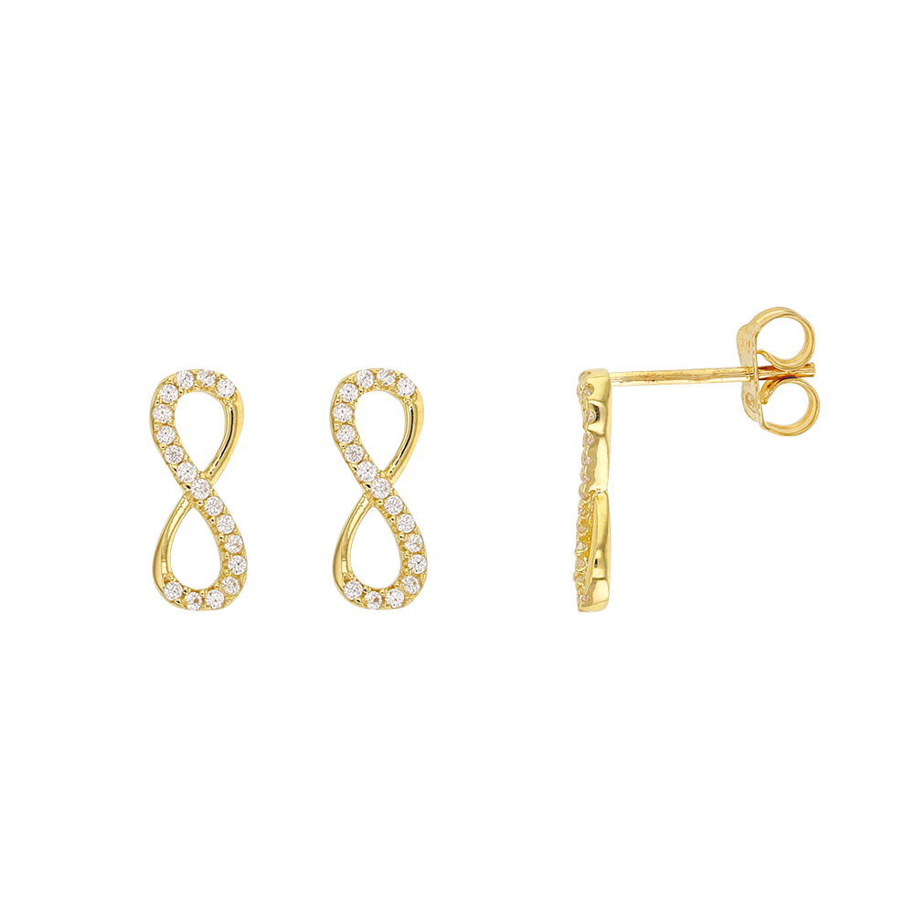 Boucles d'oreilles en or 375/1000 avec oxydes de zirconium - motif infini