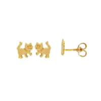 Boucles d'oreilles enfant Chat en Or 375/1000