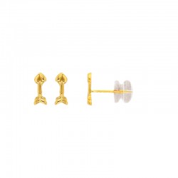 Boucles d'oreilles enfant flèche Or 375/1000 et poussettes silicone