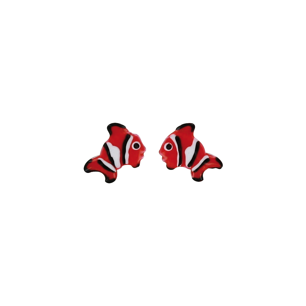 Boucles d'oreilles enfant fleurs en émail bleu vert rouge orange violet argent 925/1000