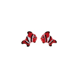 Boucles d'oreilles enfant fleurs en émail bleu vert rouge orange violet argent 925/1000