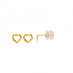 Boucles d'oreilles enfant forme coeur Or 375/1000 et poussettes silicone