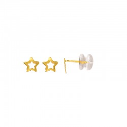 Boucles d'oreilles enfant forme étoile ajourée Or 375/1000 et poussettes silicone