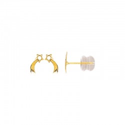 Boucles d'oreilles enfant forme étoile filante en Or 375/1000 et poussettes silicone