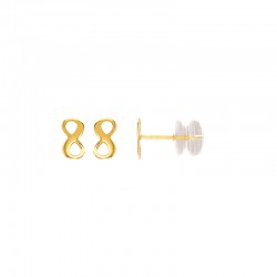 Boucles d'oreilles enfant forme infini Or 375/1000 et poussette silicone