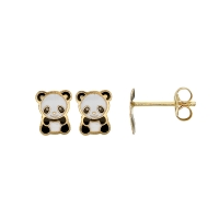 Boucles d'oreilles enfant Or 375/1000 avec émail - Panda