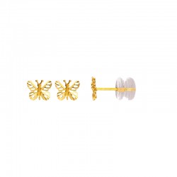 Boucles d'oreilles enfant papillon ajouré Or 375/1000 et poussettes silicone