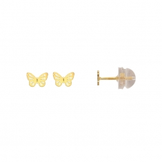 Boucles d'oreilles enfant Papillon ajouré Or 375/1000 - Poussettes silicone