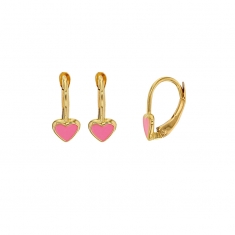 Boucles d'oreilles enfants Or 375/1000 avec émail - Coeur