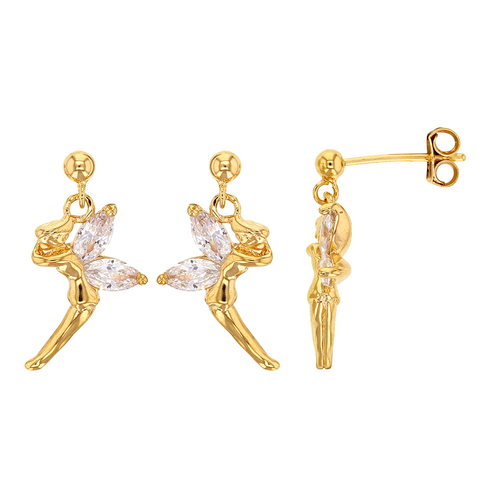 Boucles d'oreilles fée Plaqué or orné d'oxyde de zirconium blanc