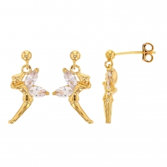 Boucles d'oreilles fée Plaqué or orné d'oxyde de zirconium blanc