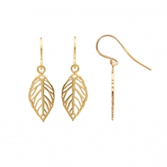 Boucles d'oreilles feuille en plaqué or