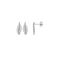 Boucles d'oreilles feuilles avec oxydes, argent 925/1000 rhodié