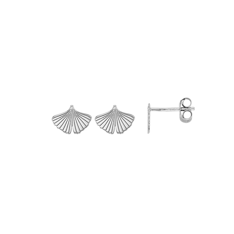 Boucles d'oreilles feuilles de Ginkgo, argent 925/1000 platiné