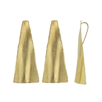 Boucles d'oreilles fils forme triangle, argent 925/1000 doré brossé