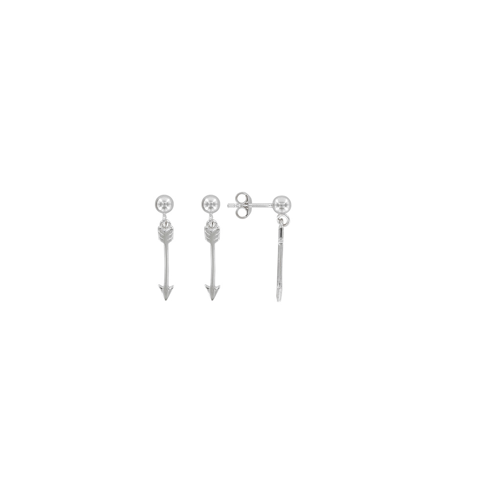 Boucles d'oreilles flèche en argent rhodié 925/1000