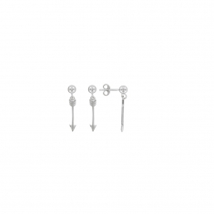 Boucles d'oreilles flèche en argent rhodié 925/1000