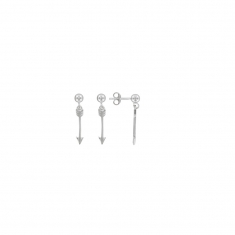 Boucles d'oreilles flèche en argent rhodié 925/1000