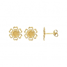 Boucles d'oreilles fleur ajourée en Or 375/1000