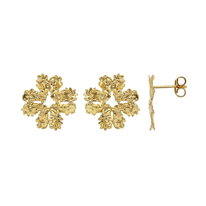 Boucles d'oreilles flocon de neige, argent 925/1000 doré