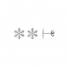 Boucles d'oreilles Flocon de neige en Or blanc 375/1000