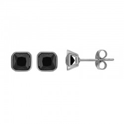 Boucles d'oreilles forme carré et oxyde noir en acier