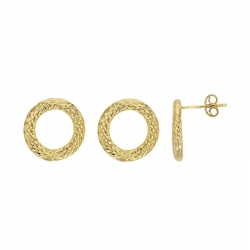 Boucles d'oreilles forme cercle ciselé en argent 925/1000 doré
