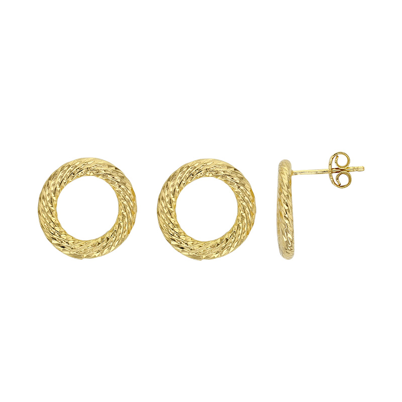 Boucles d'oreilles forme cercle ciselé en argent 925/1000 doré