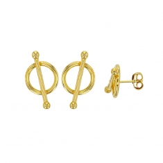 Boucles d'oreilles forme cercle et barre en argent 925/1000 doré