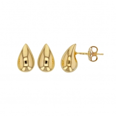 Boucles d'oreilles forme goutte incurvée, argent 925/1000 doré