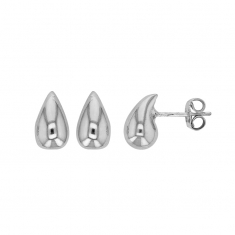 Boucles d'oreilles forme goutte incurvée, argent 925/1000 rhodié