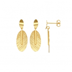 Boucles d'oreilles forme ovale brossé en argent 925/1000 doré