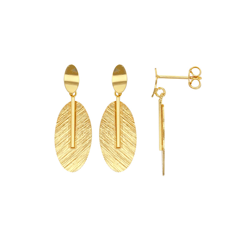 Boucles d'oreilles forme ovale brossé en argent 925/1000 doré