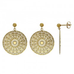 Boucles d'oreilles forme rondes mandala en acier doré