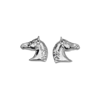 Boucles d'oreilles forme tête de cheval en argent rhodié 925/1000