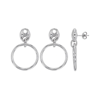 Boucles d'oreilles grains de café et cercles en argent 925/1000 rhodié