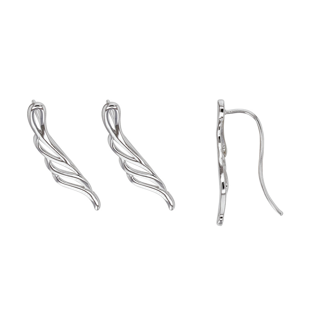 Boucles d'oreilles grandes ailes en argent rhodié 925/1000