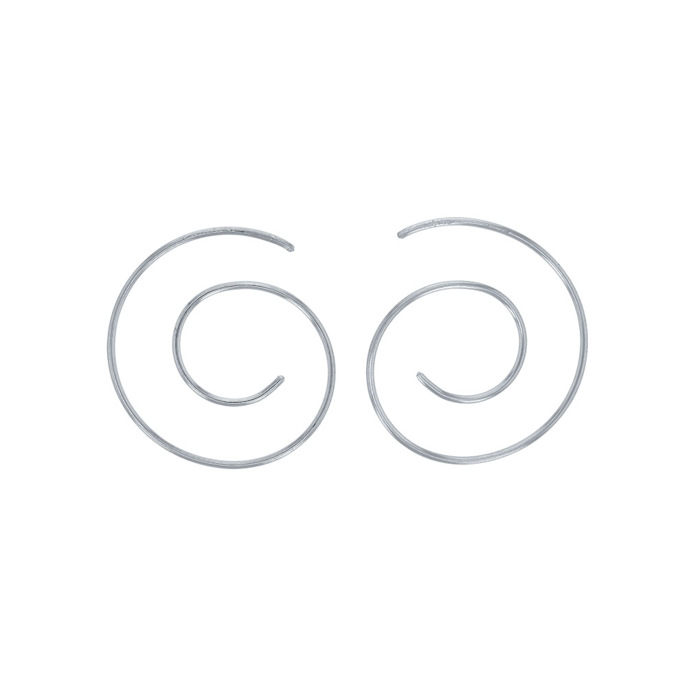 Boucles d'oreilles grandes spirales en argent rhodié 925/1000