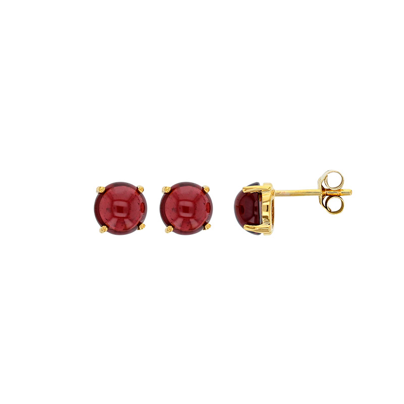 Boucles d'oreilles Grenat diam. 7mm, Or 750/1000