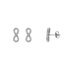 Boucles d'oreilles Infini en Argent 925/1000 rhodié et oxydes de zirconium