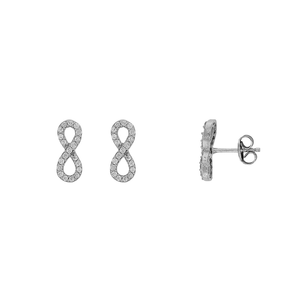 Boucles d'oreilles Infini en Argent 925/1000 rhodié et oxydes de zirconium