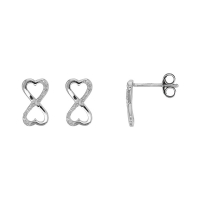 Boucles d'oreilles Infini et coeur en argent 925/1000 rhodié et oxydes de zirconium