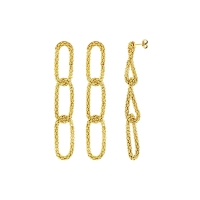 Boucles d'oreilles mailles perlées pendantes en argent 925/1000 doré