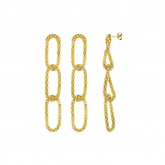 Boucles d'oreilles mailles perlées pendantes en argent 925/1000 doré