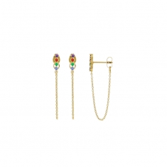 Boucles d'oreilles mini chaîne avec 4 oxydes, acier