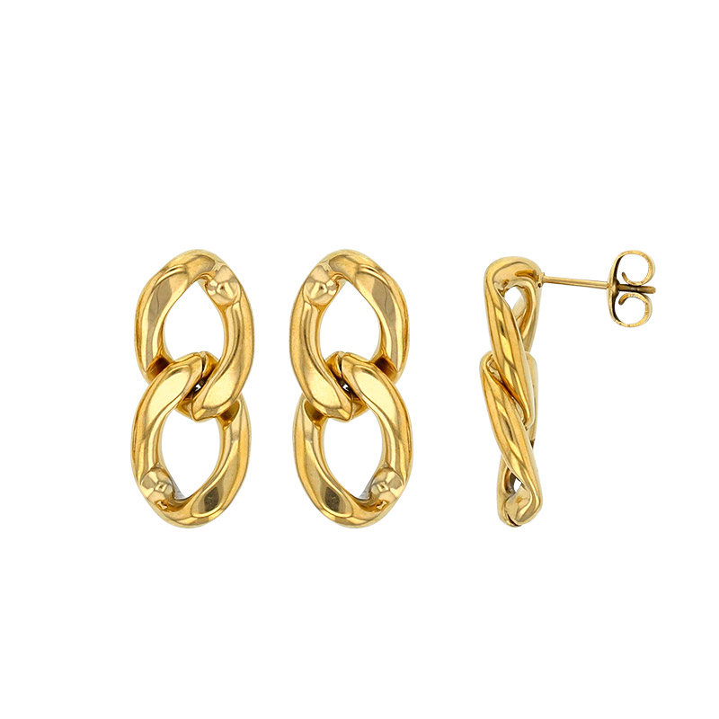 Boucles d'oreilles motif maille gourmette en acier