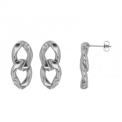 Boucles d'oreilles motif maille gourmette en acier