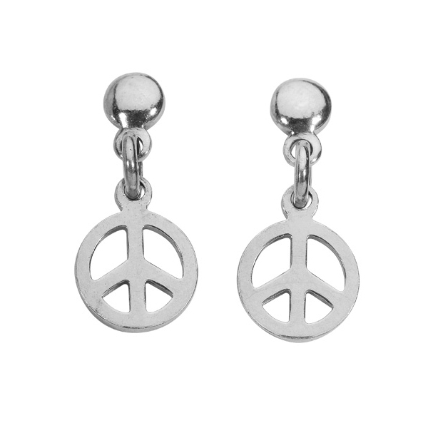 Boucles d'oreilles motif Peace and Love en argent rhodié 925/1000